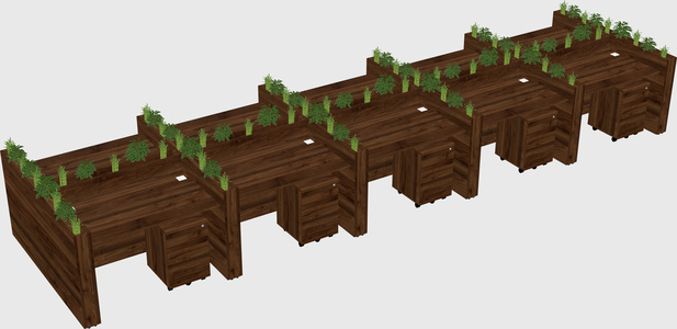 Rectangular shared desk