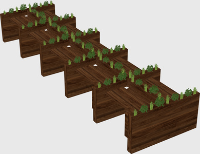 Rectangular shared desk