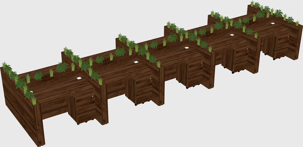 Rectangular shared desk