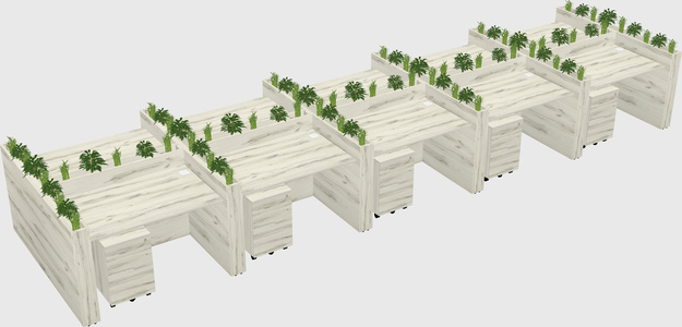 Rectangular shared desk