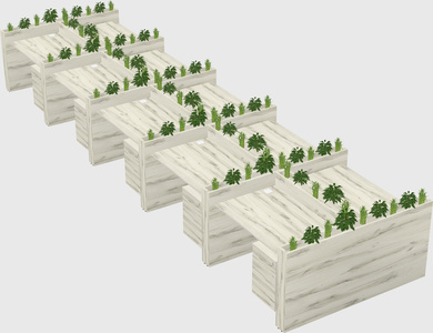 Rectangular shared desk