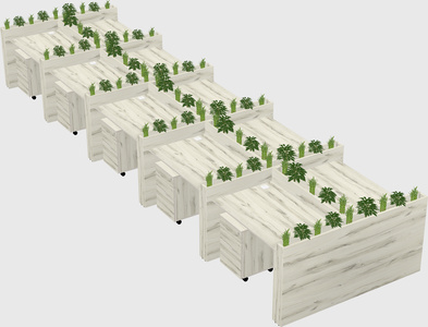 Rectangular shared desk