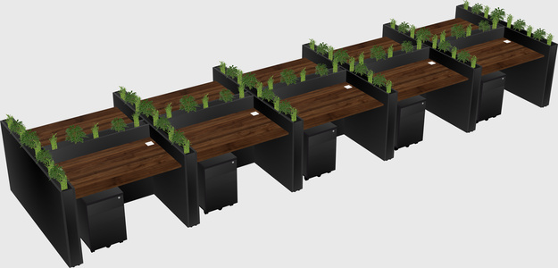 Rectangular shared desk