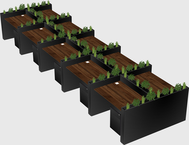 Rectangular shared desk
