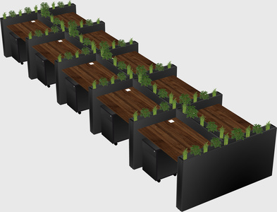 Rectangular shared desk
