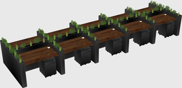 Rectangular shared desk
