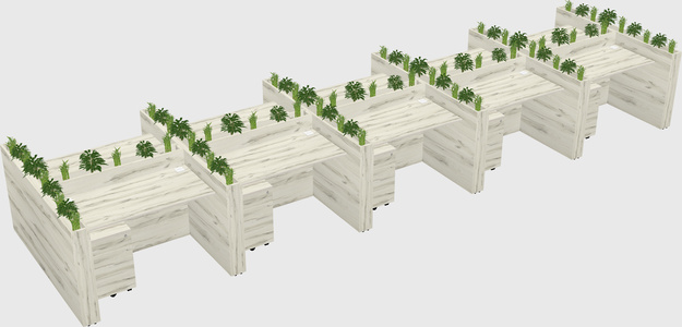 Rectangular shared desk