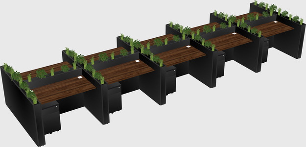Rectangular shared desk