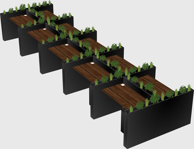 Rectangular shared desk