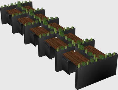 Rectangular shared desk