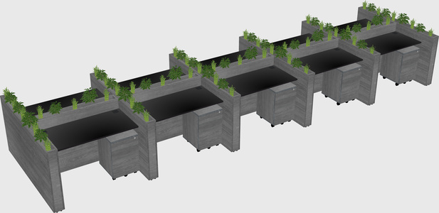 Rectangular shared desk