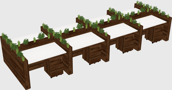 Rectangular shared desk