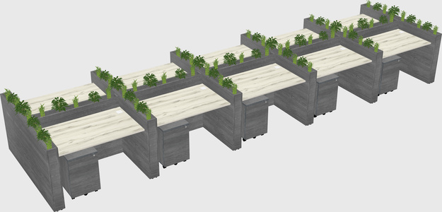 Rectangular shared desk
