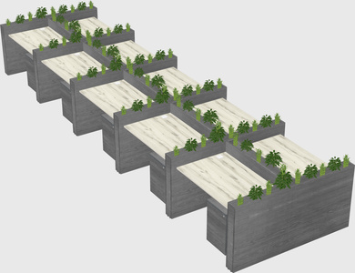 Rectangular shared desk