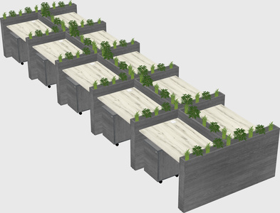 Rectangular shared desk