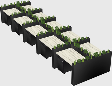 Rectangular shared desk