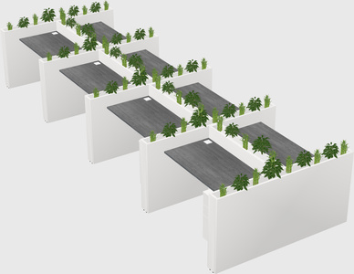 Rectangular shared desk