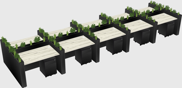 Rectangular shared desk