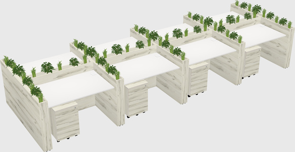 Rectangular shared desk