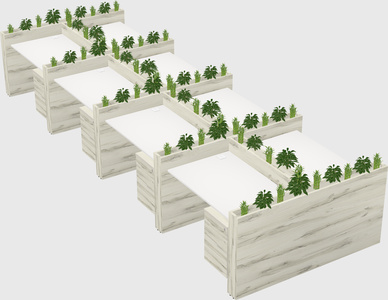 Rectangular shared desk