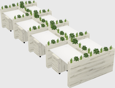 Rectangular shared desk