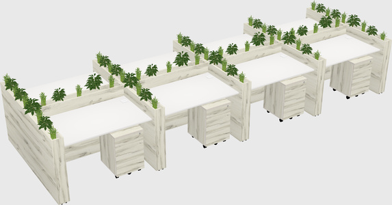 Rectangular shared desk