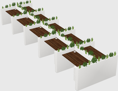 Rectangular shared desk