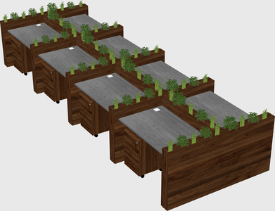 Rectangular shared desk