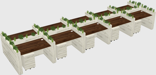 Rectangular shared desk