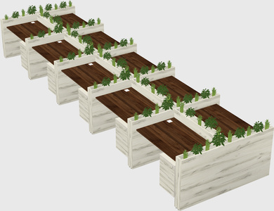 Rectangular shared desk