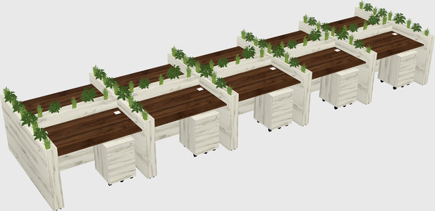 Rectangular shared desk