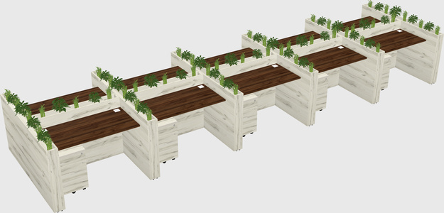 Rectangular shared desk