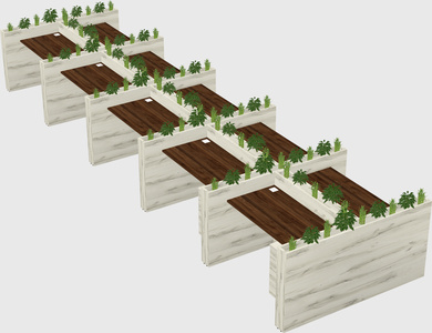 Rectangular shared desk