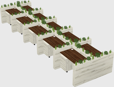 Rectangular shared desk