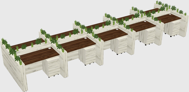 Rectangular shared desk