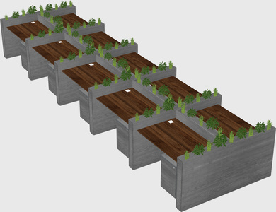 Rectangular shared desk