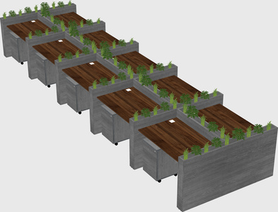 Rectangular shared desk