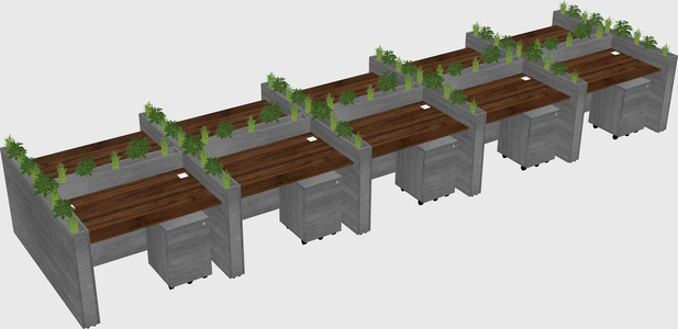 Rectangular shared desk