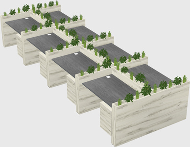 Rectangular shared desk