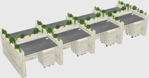 Rectangular shared desk