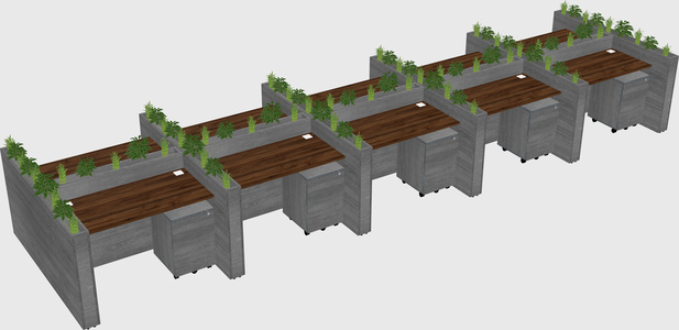 Rectangular shared desk