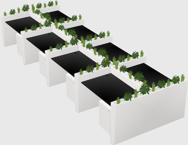 Rectangular shared desk