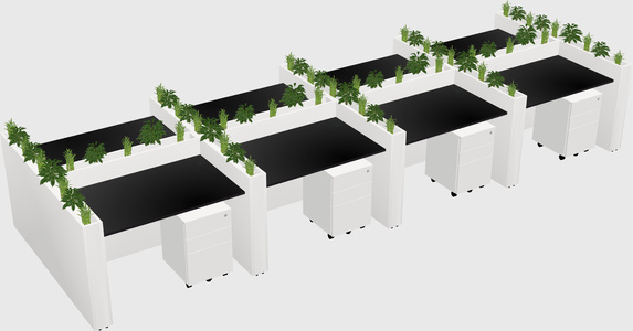Rectangular shared desk