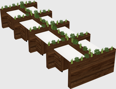 Rectangular shared desk