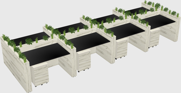 Rectangular shared desk