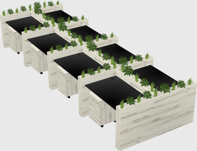 Rectangular shared desk