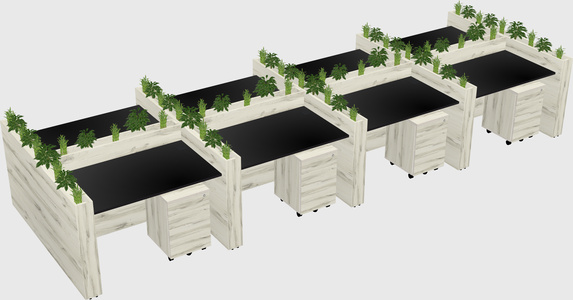 Rectangular shared desk