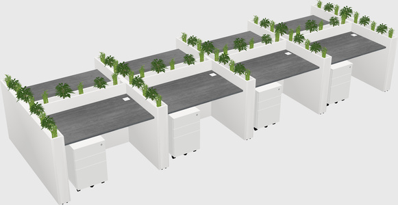 Rectangular shared desk