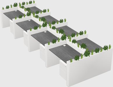Rectangular shared desk