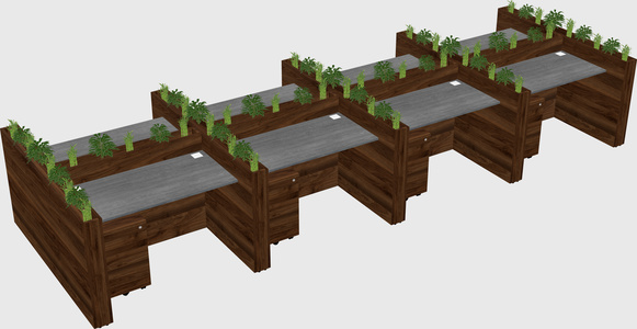 Rectangular shared desk